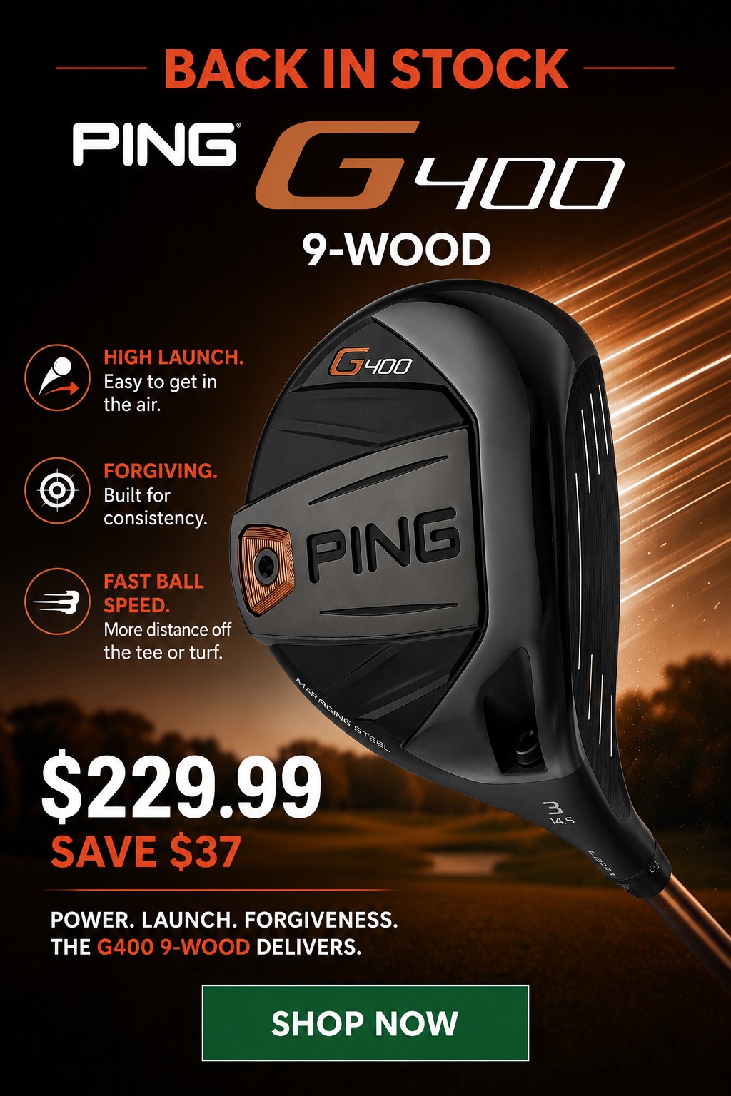 BACK IN STOCK! 🔥 The legendary PING G400 9-Wood has made its