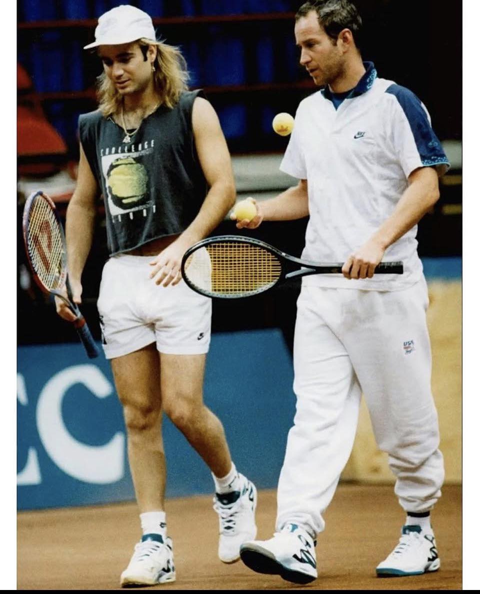 Andre Agassi and John McEnroe wearing Nike Air Tech Challenge