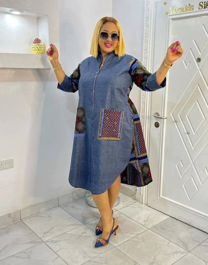 ankara denim dresses Jean and combo inspirations 😍 202 sleeveless wedding dress do not bleach ankara and denim combination Diane von Furstenberg Silk Color:Sea Glass