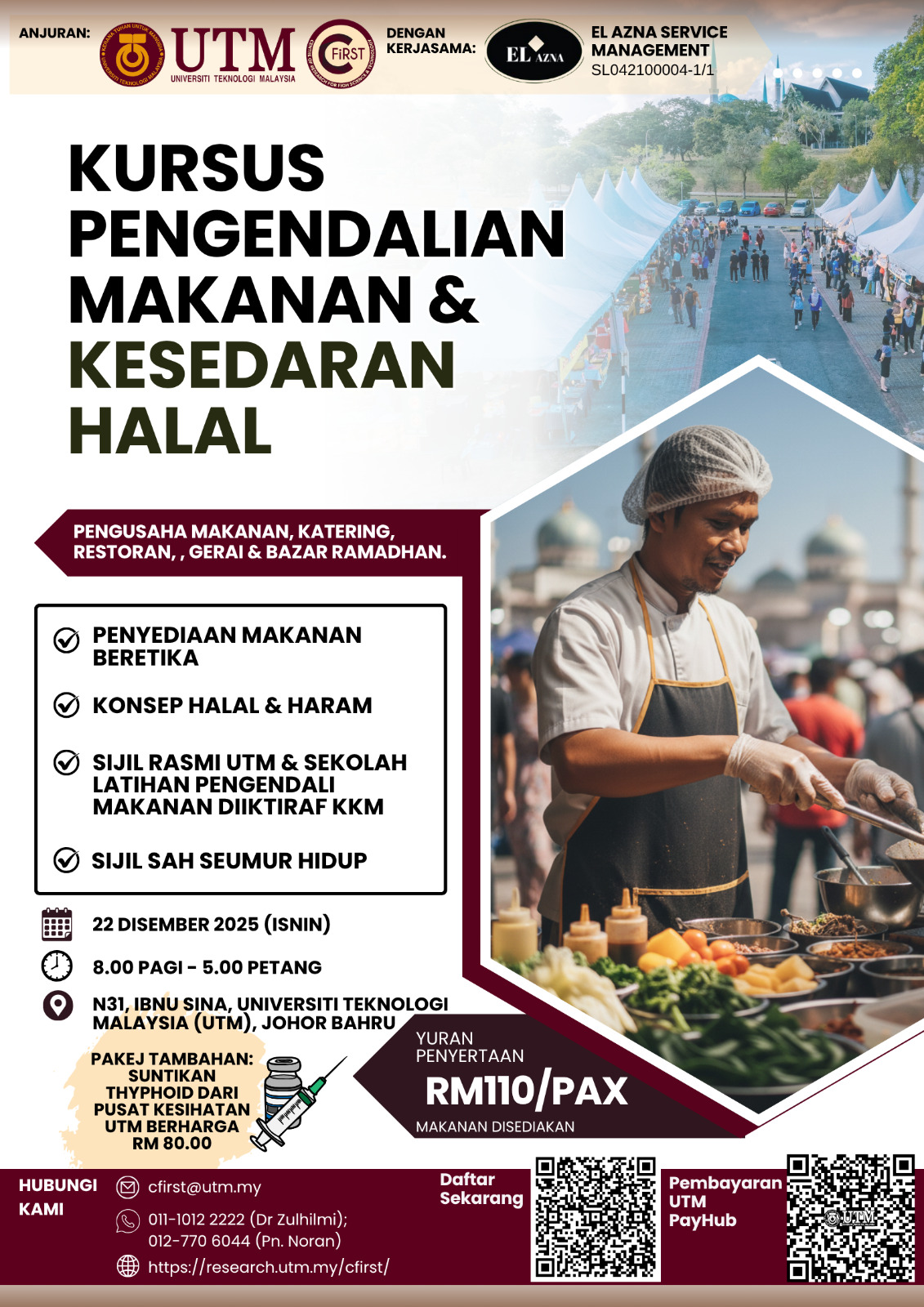 Centre - 📢 PENDAFTARAN DIBUKA Kursus Pengendalian Makanan & Kesedaran ...