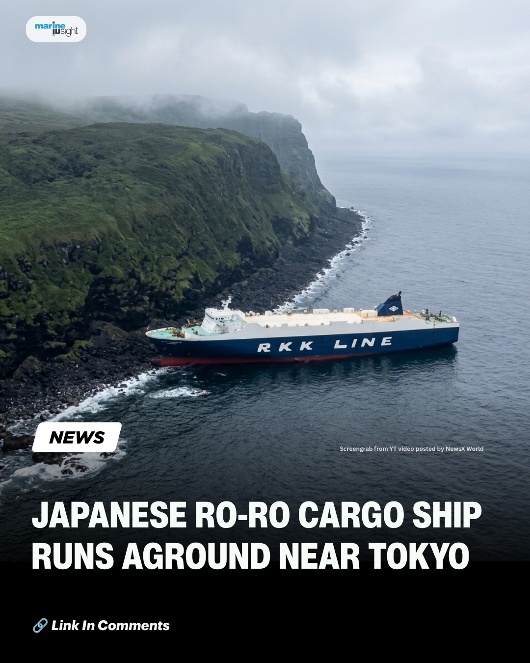 k-roroページ 11,687 GT Japanese Ro-Ro Cargo Ship Runs Aground Near Tokyo's Izu