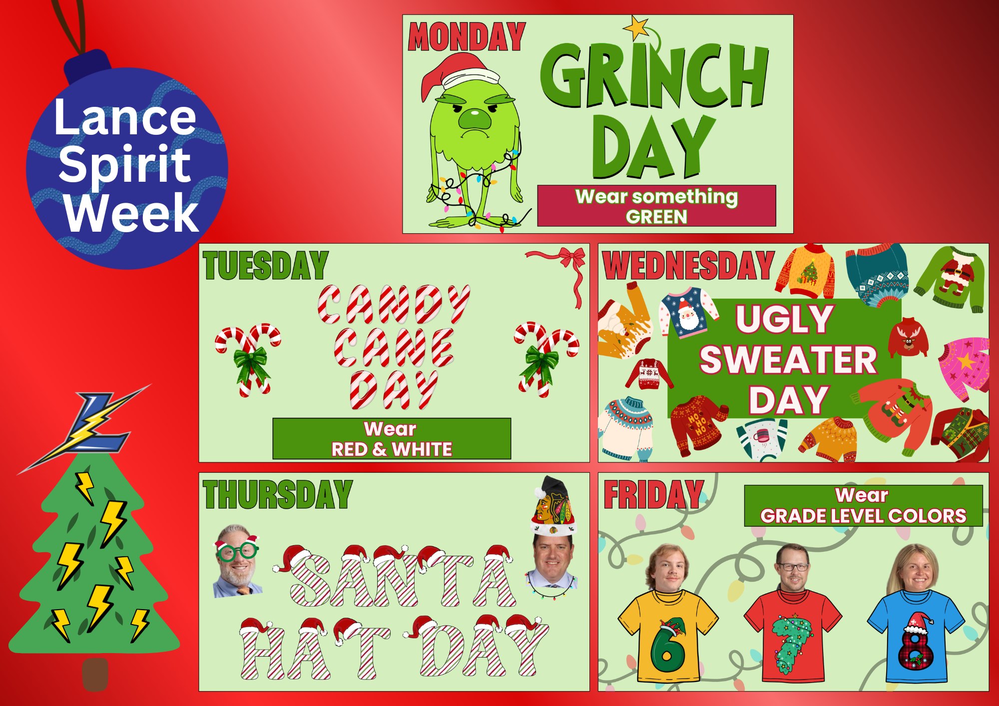 🎉Lance Spirit Week is NEXT WEEK!🎉 Get ready to dress up, laugh a little, and show off that Lightning pride ⚡💙 📅 December 15–19 ✨ Check out the themed days below and