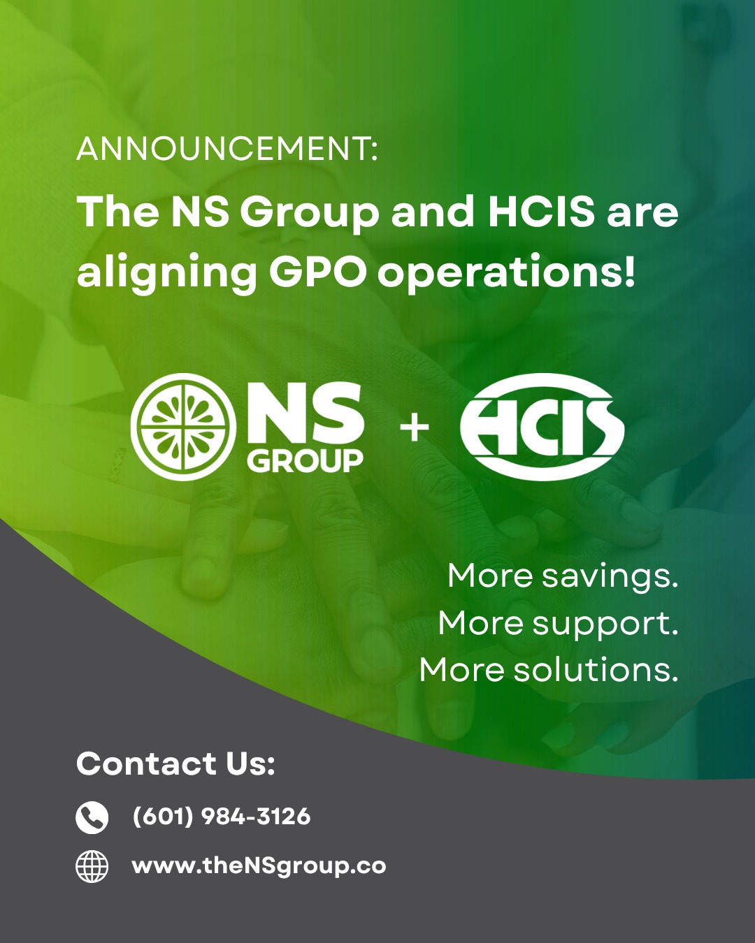 The NS - Big news: The NS Group and HCIS have aligned our GPO ...