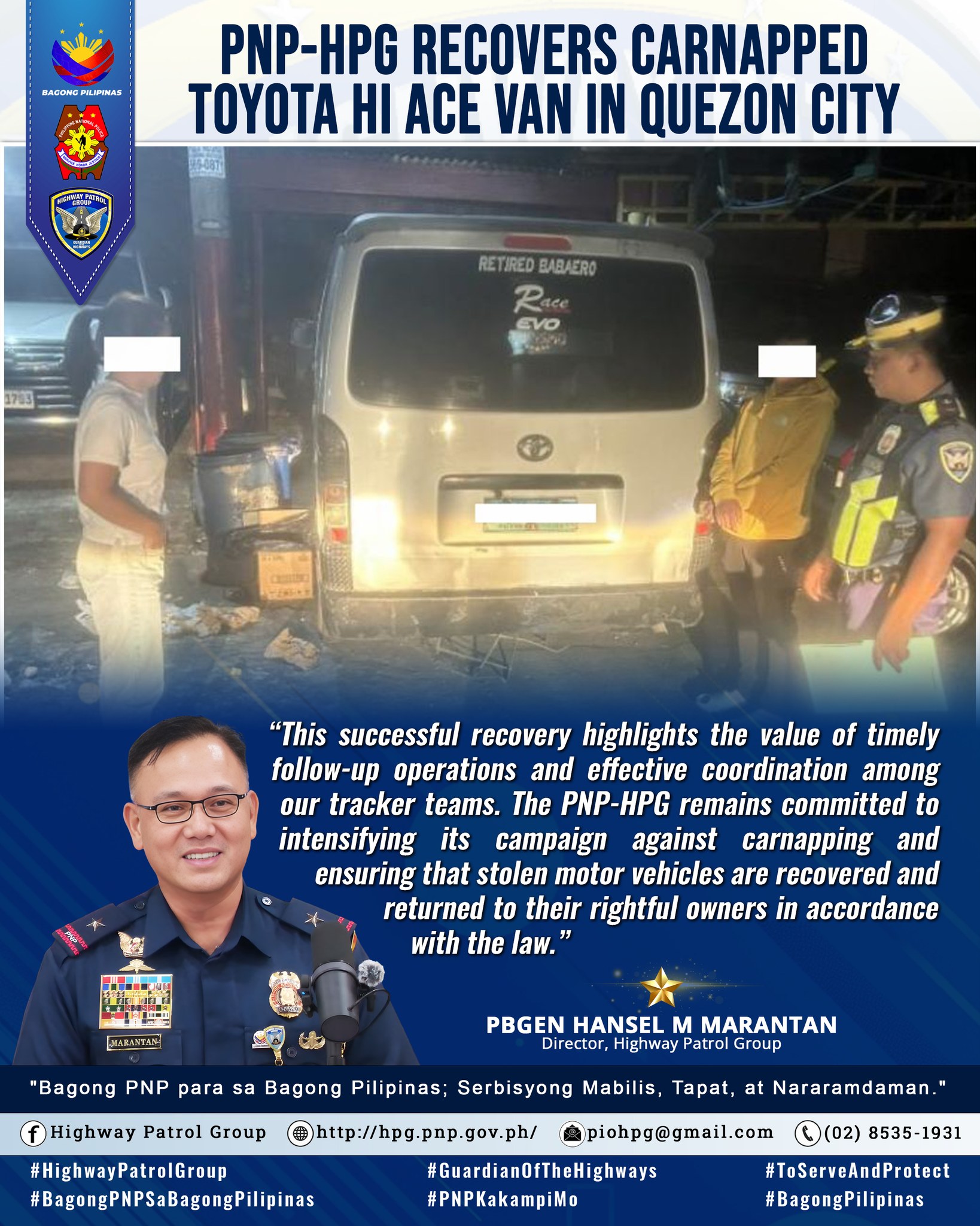 HIGHWAY - Press Release || January 15, 2026 PNP-HPG RECOVERS CARNAPPED ...