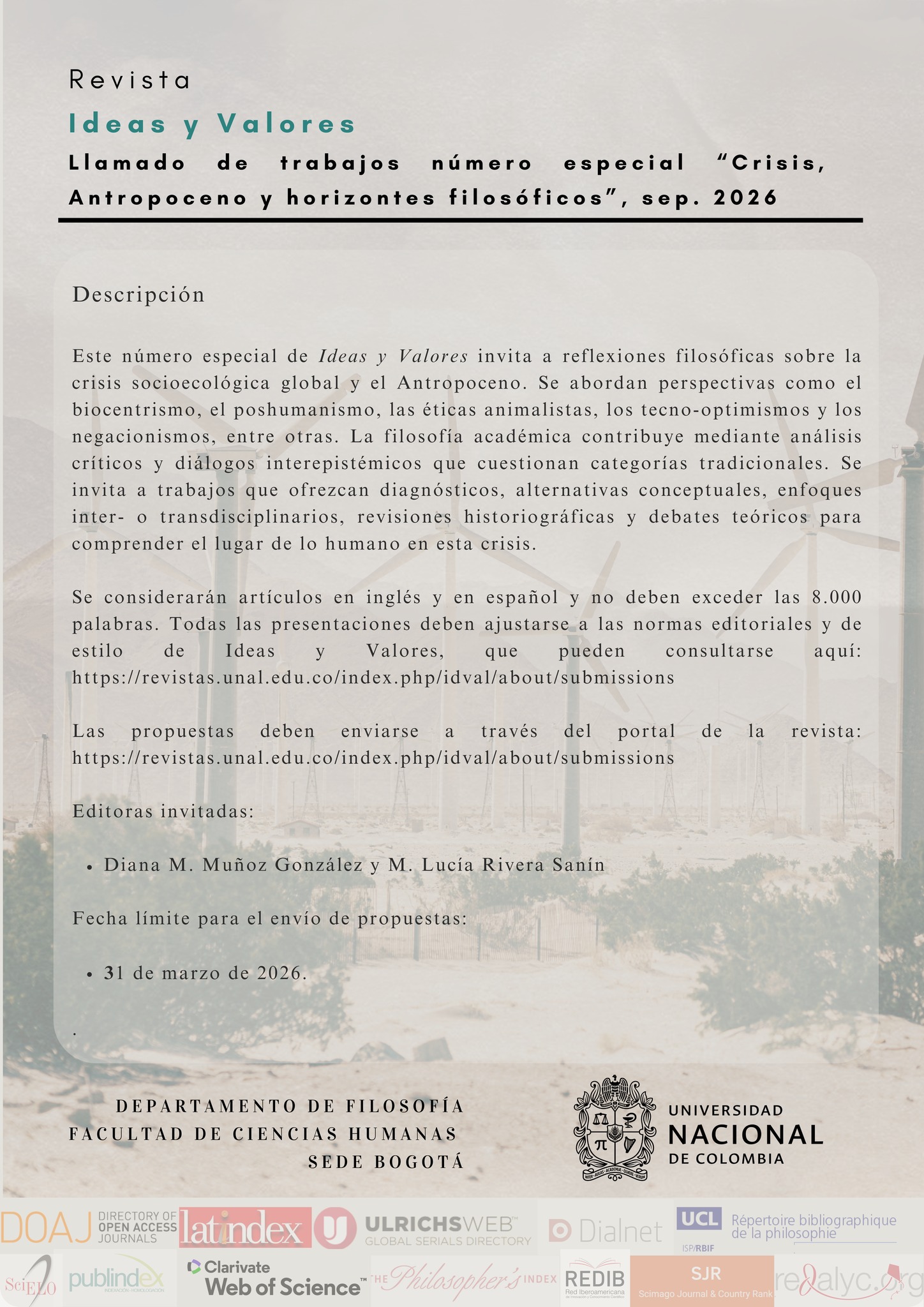 Ideas - 📣 Convocatoria abierta | Revista Ideas y Valores La revista ...