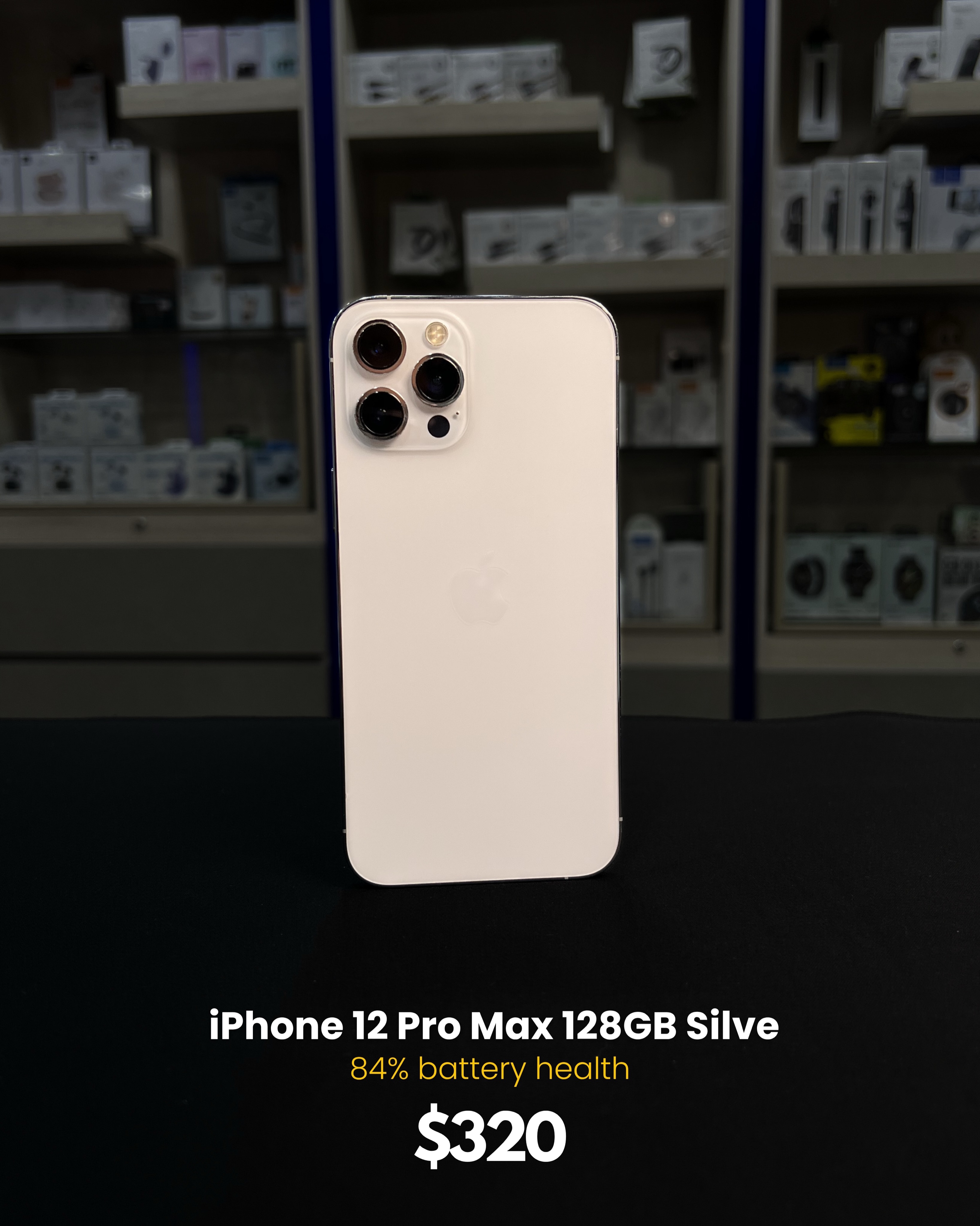 Used iPhone 12 Pro Max 128GB Silver in excellent condition: - 84 
