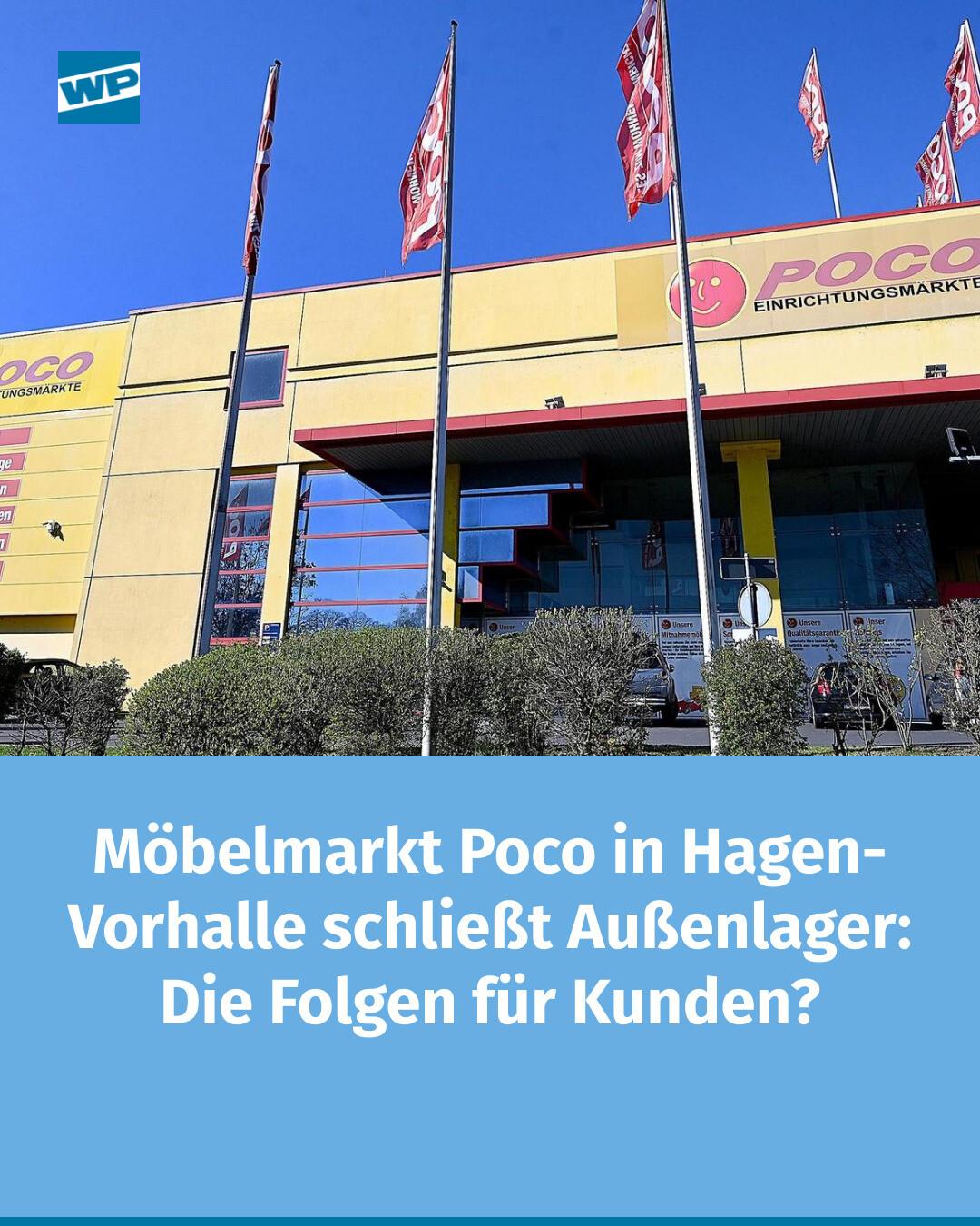 Poco betreibt sein Möbelhaus Am Ringofen 21 in Hagen weiterhin, aber das 3,5 km entfernt liegende Außenlager wird geschlossen. Und die Kunden? 👉 https://www.wp.de/lokales/hagen/article411637395/moebelmarkt-poco-in-hagen-vorhalle-schliesst-aussenlager