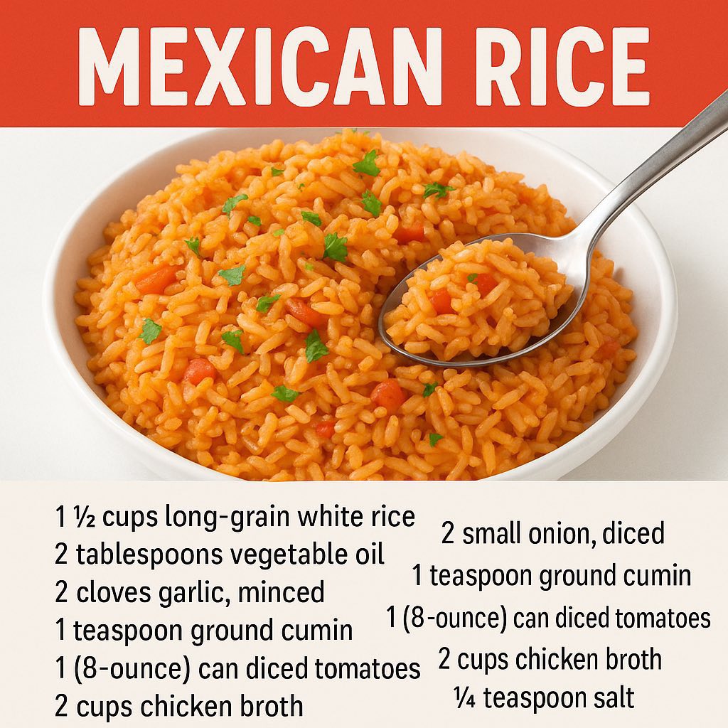 Yummy - Mexican Rice Ingredients • 1 ½ cups long-grain white rice • 2 ...
