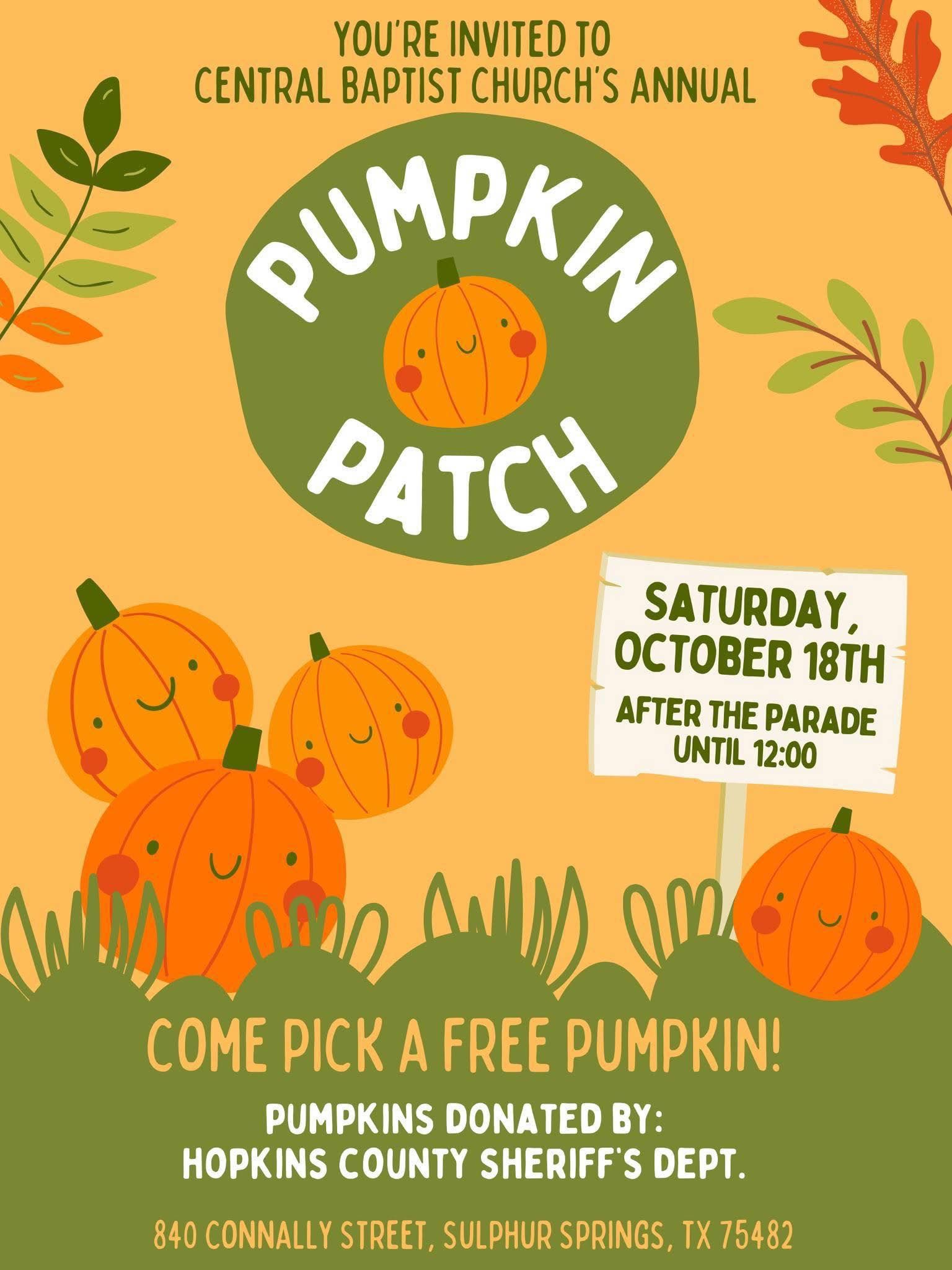 Sulphur - Free Pumpkin Patch after the parade until noon Saturday, Oct ...