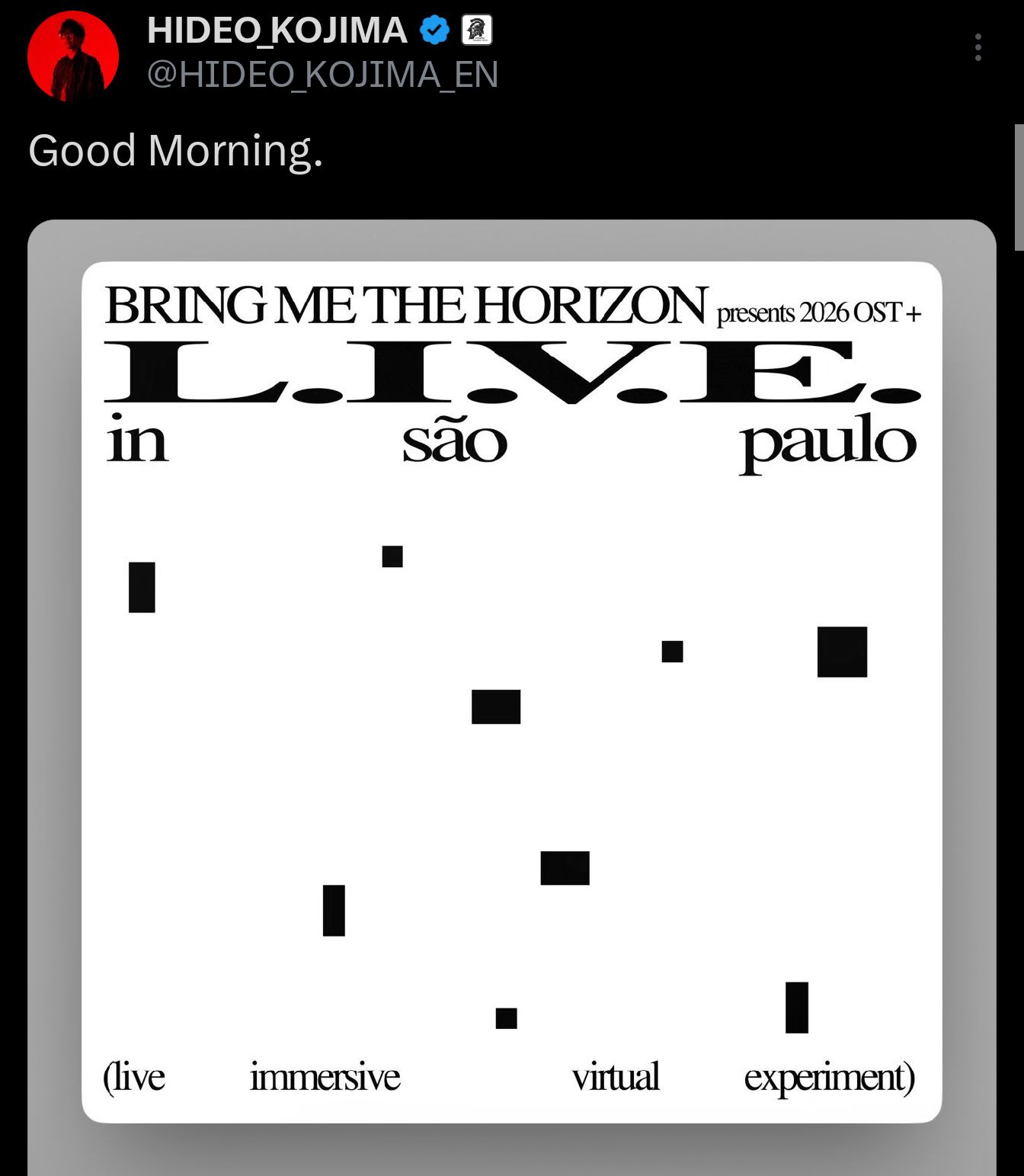 Hideo Kojima (Death Stranding, Metal Gear Solid) has shared that 
