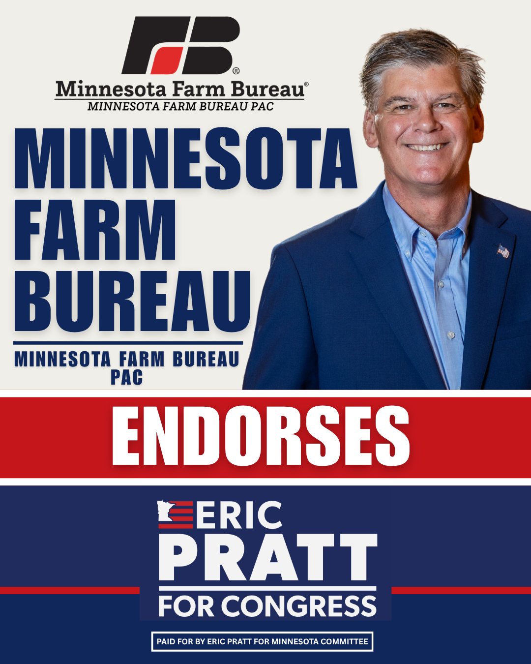 Eric Pratt endorsed by Minnesota Farm Bureau PAC