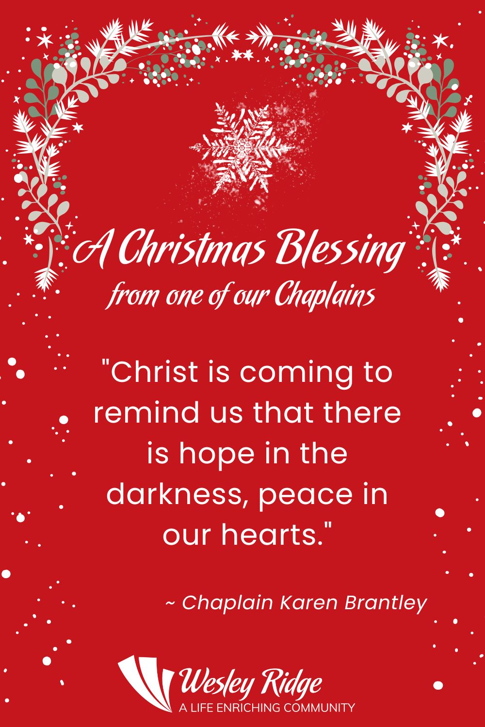 Wesley Ridge - As we celebrate Christmas, we’re reminded... | Facebook