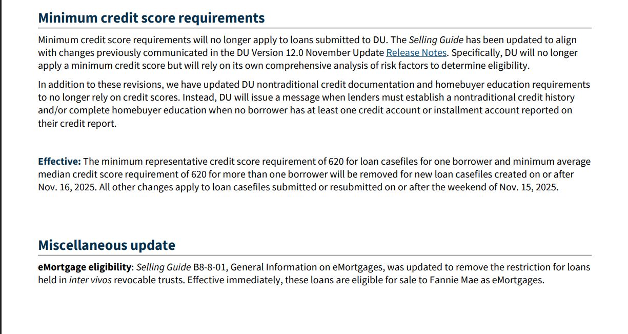 Summit - ***Big change coming from Fannie Mae, and it’s a big one ...
