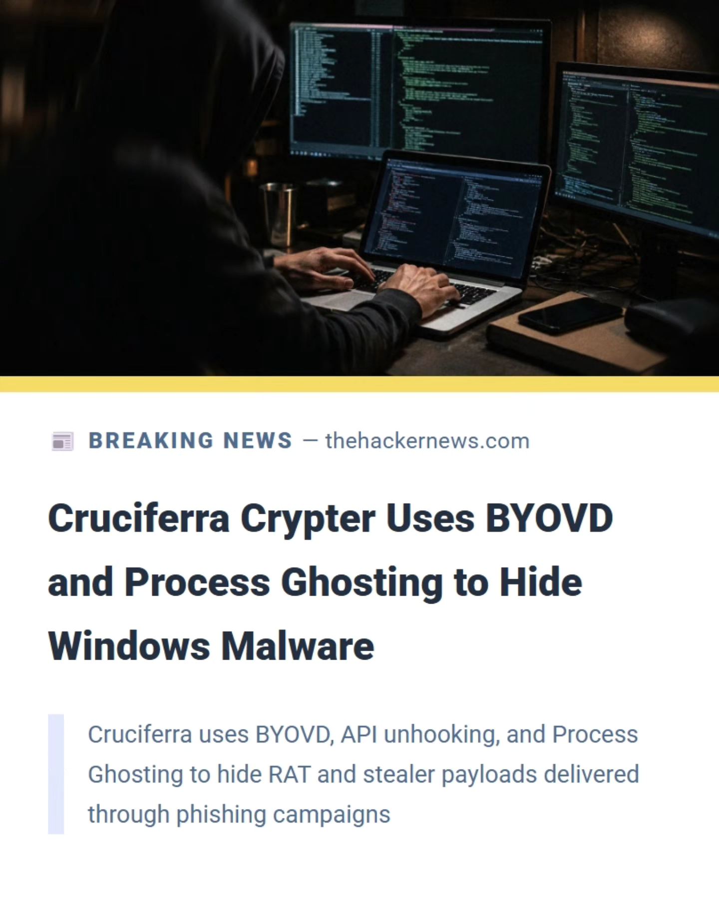 ⚠️ A crypter called Cruciferra is helping common RATs and