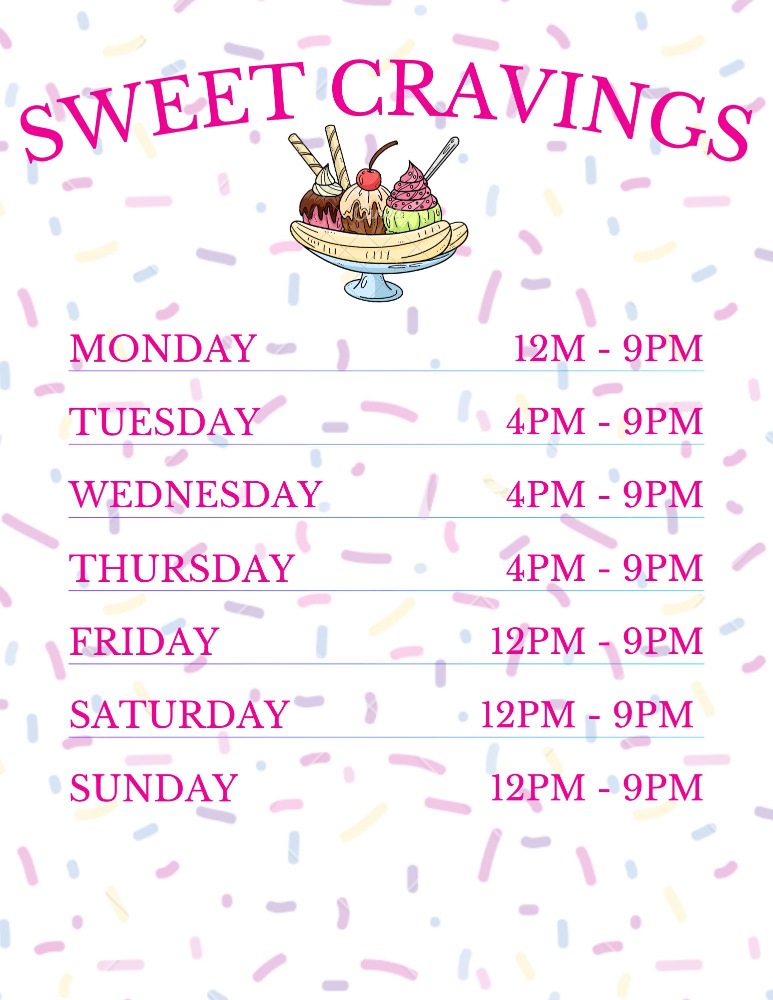 Here are our hours for the next few weeks. 🍦 You can find any