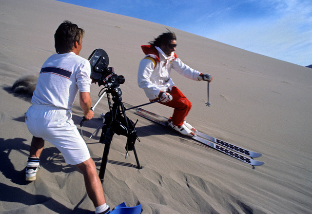 Greg - Sand skiing in Beatty, Nevada for Maltese Flamingo in spring ...