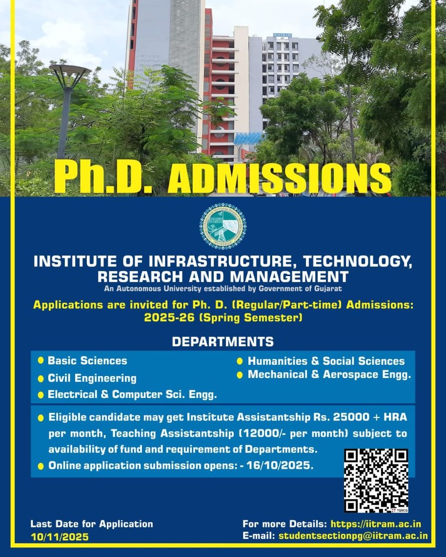 IITRAM-Institute - 🎓 Ph.D. Admissions Open! Apply now for Regular/Part ...