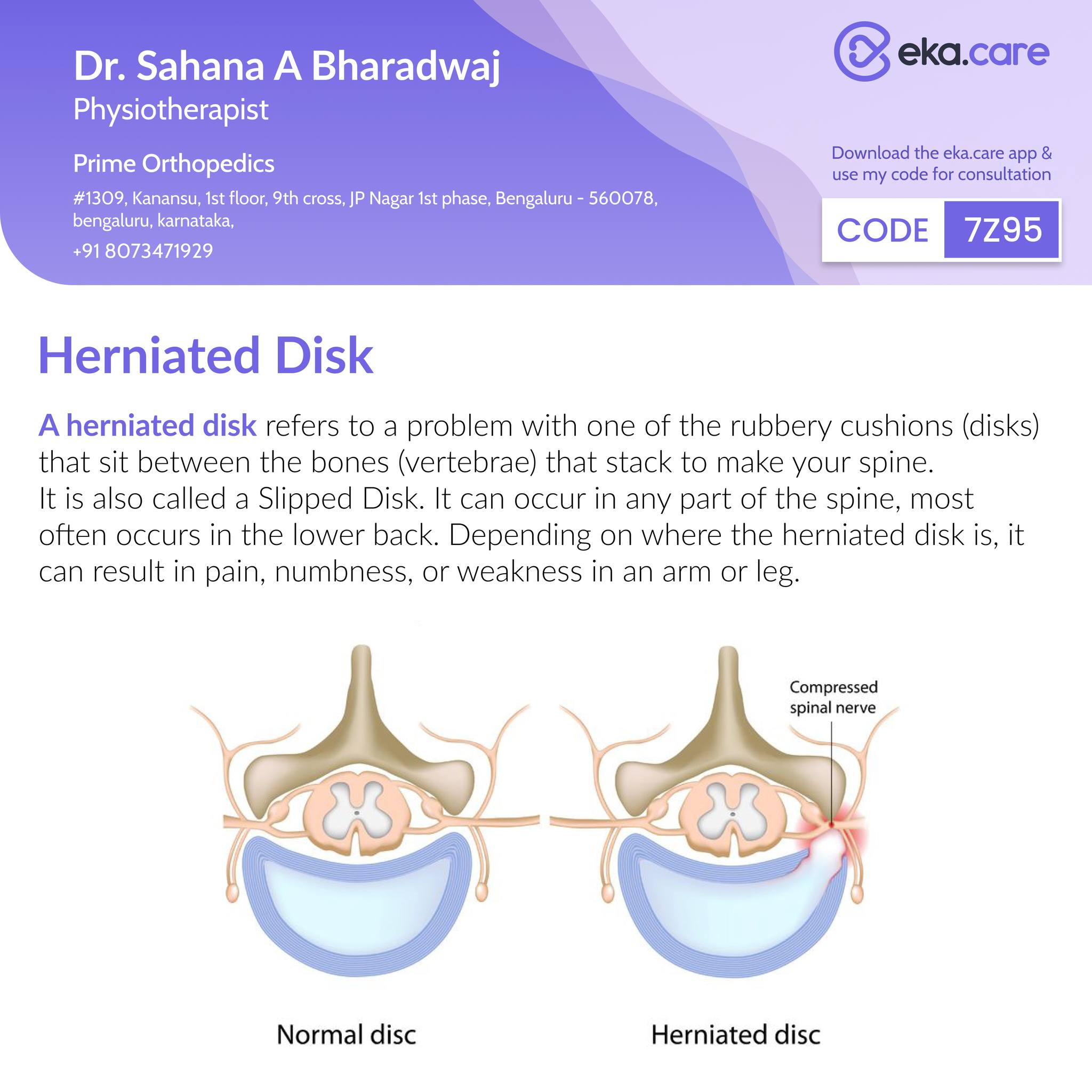 Dr. Sahana A Bharadwaj - A herniated disc (also called bulged, slipped ...