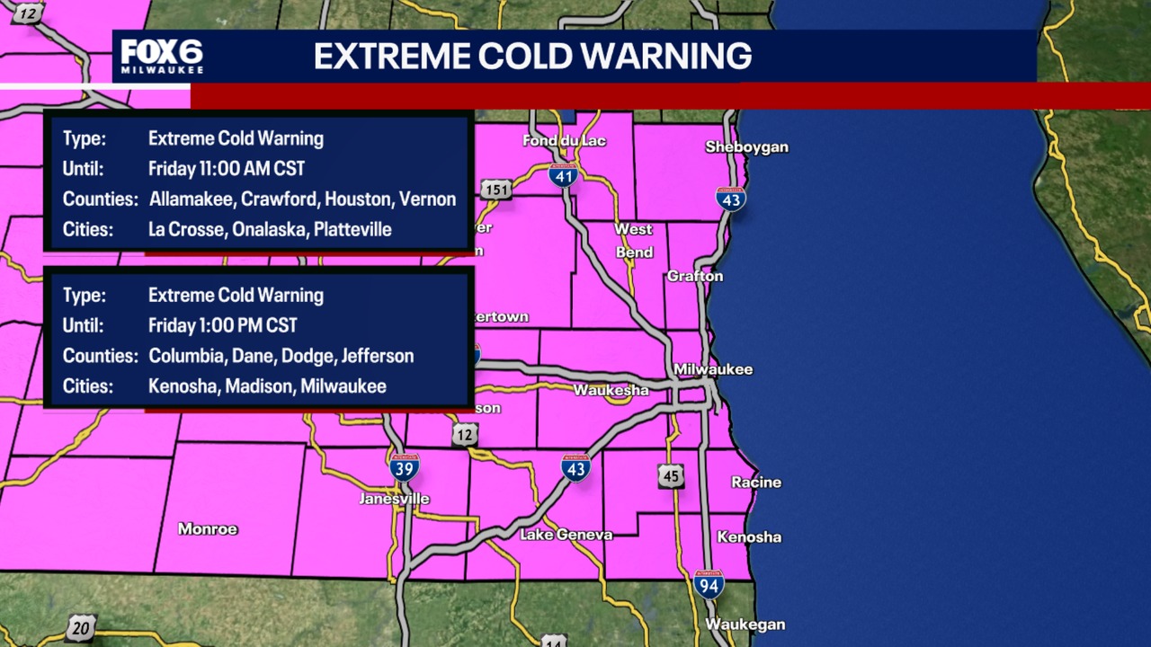 FOX6 - An Extreme Cold Warning has been issued for parts of SE WI until ...