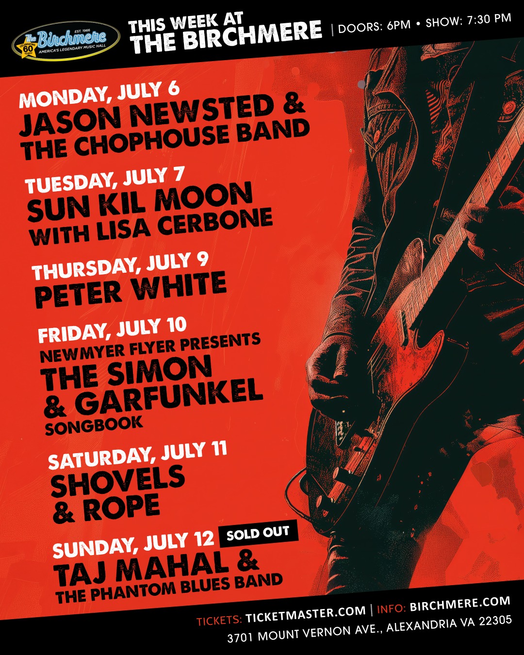 GREAT MUSIC AWAITS AT THE LEGENDARY BIRCHMERE! Mon. July 6: Jason