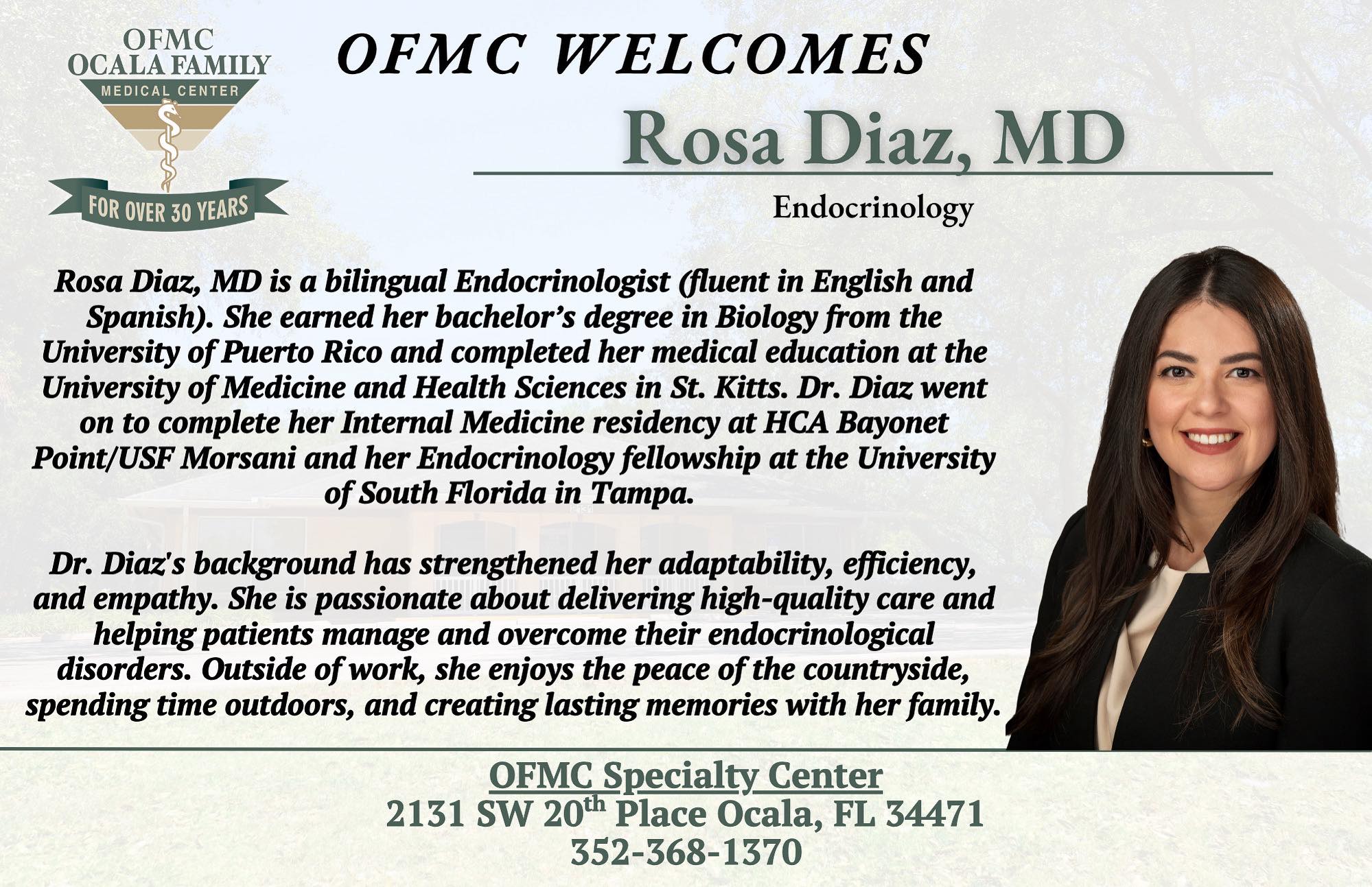 📣 OFMC is excited to welcome... - Ocala Family Medical Center | Facebook