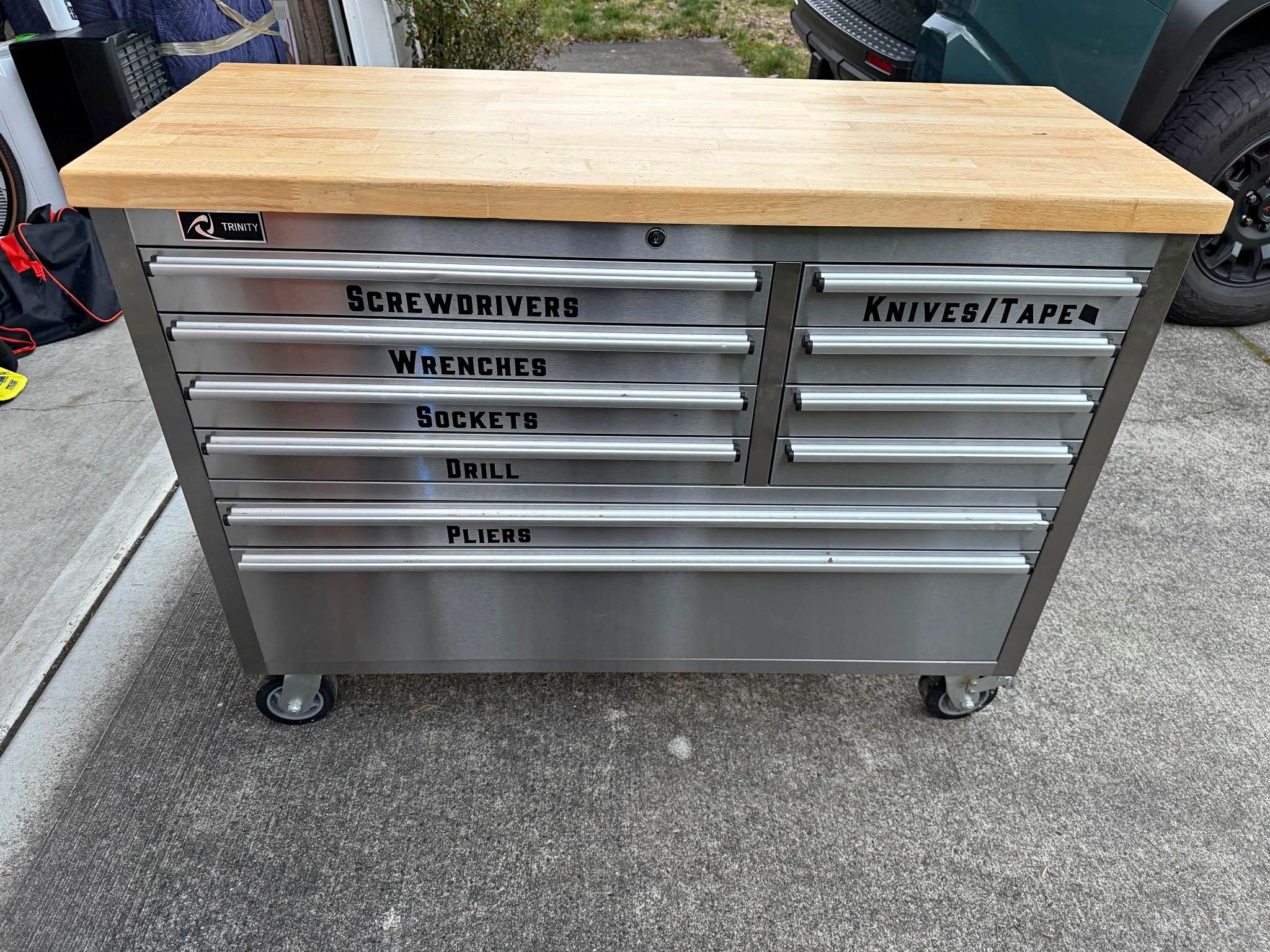 Trinity 48”x26” Stainless Steel Rolling Tool Chest - Tool Boxes, Belts ...