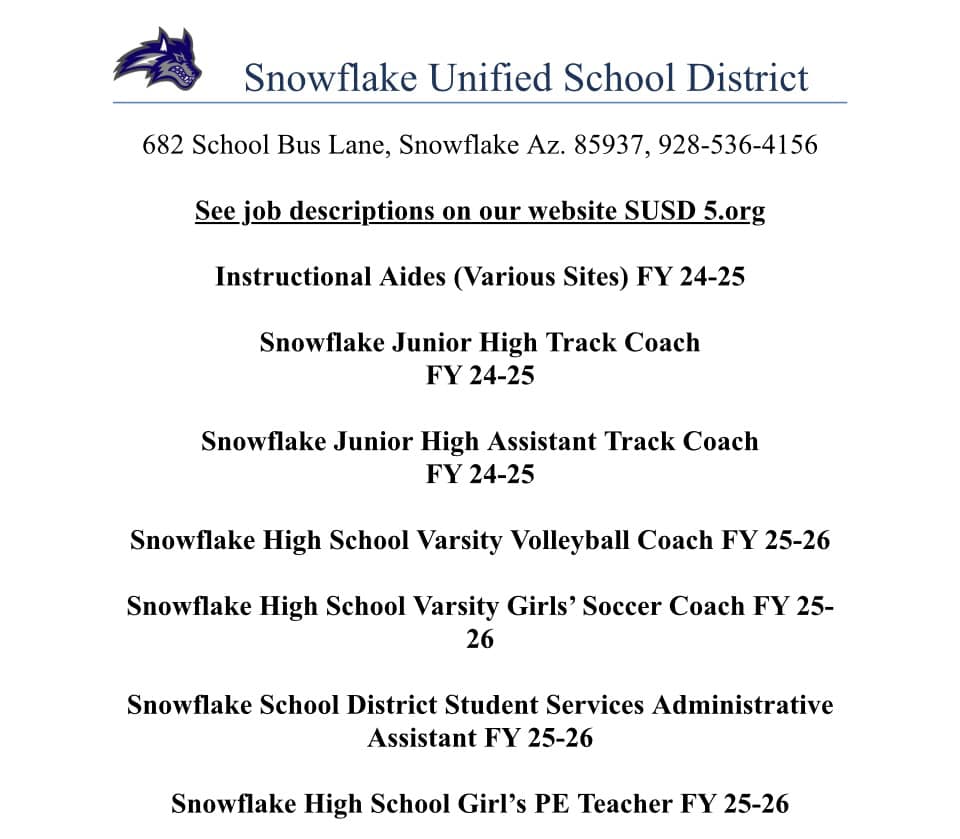 Snowflake - SUSD5 is hiring for several positions, apply here if ...