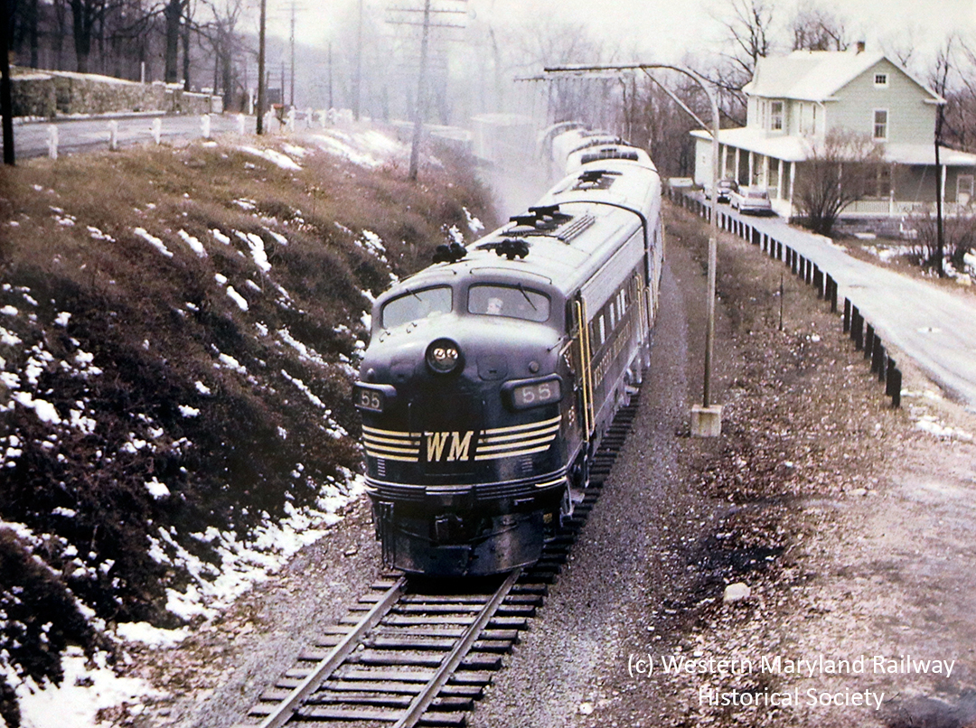 Western - Five Western Maryland Railway units, F7A number 55, F7B, FA2 ...