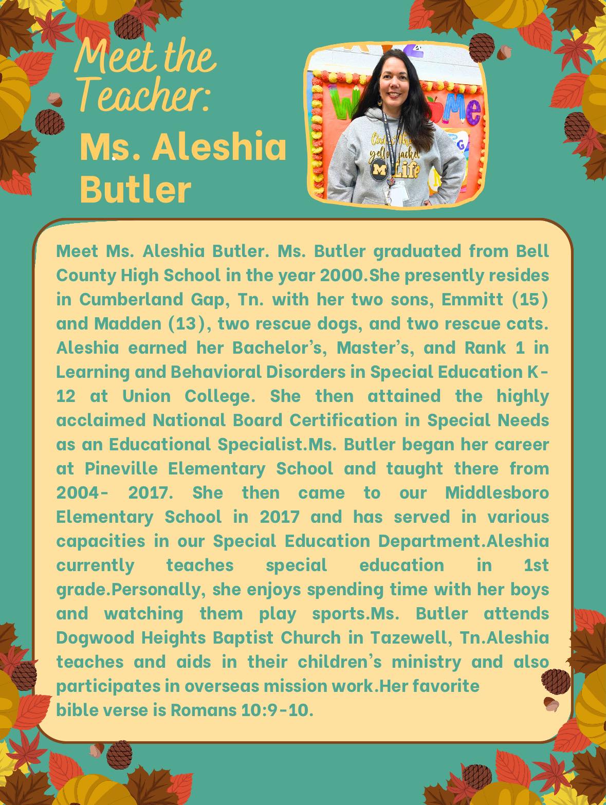 Middlesboro - Meet the Teacher: Ms. Butler 🍎 | Facebook