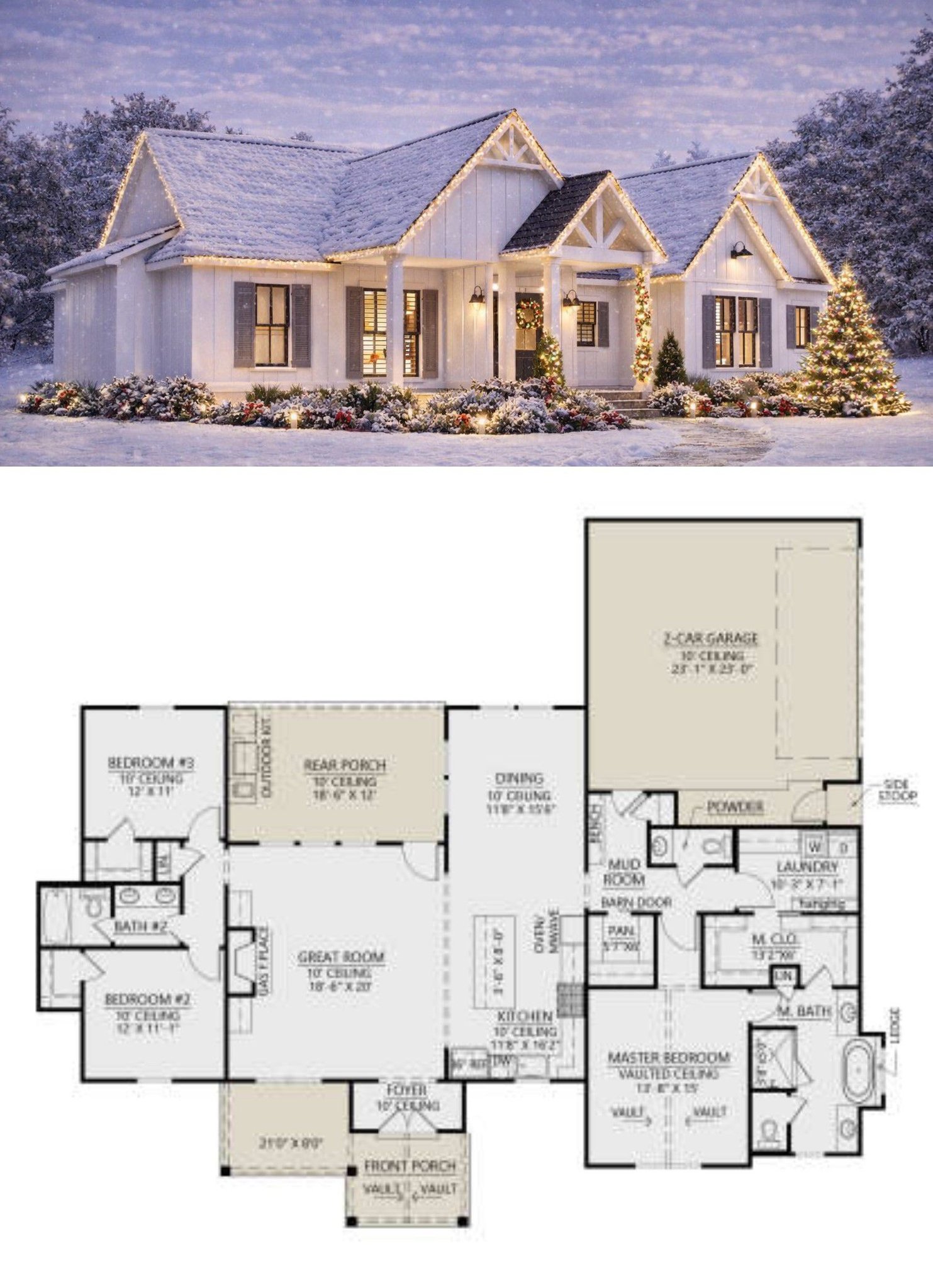 House - Modern Farmhouse Plan – Open 3-Bedroom, 2.5-Bathroom Home with ...