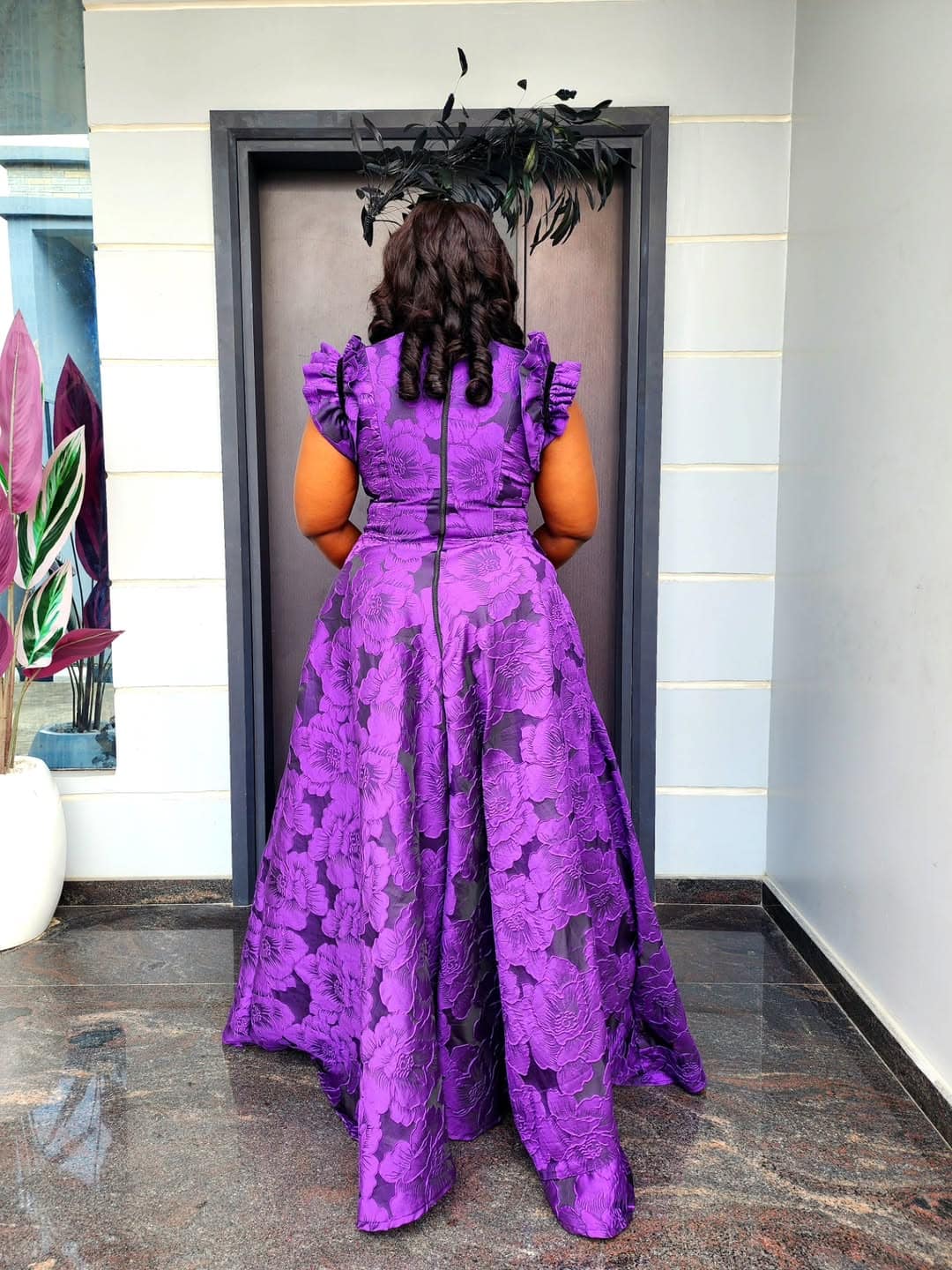 purple dress styles for ladies Issa Cute Colour. The Gown Style is Giving Gown Glitter Work