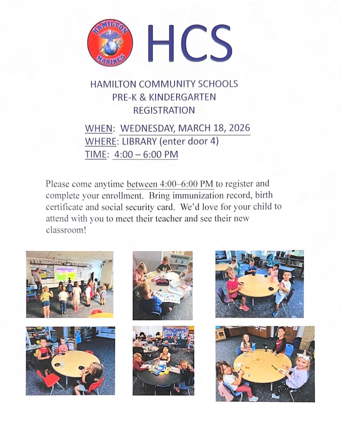 PreK and Kindergarten... - Hamilton Community Schools | Facebook