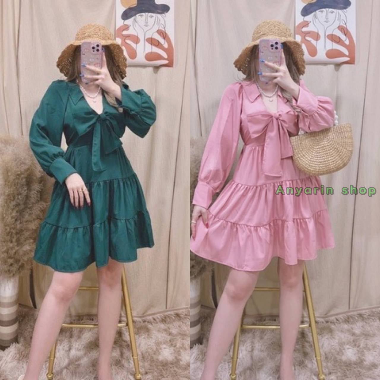 📌มินิเดรส ตรงคอวี มีคอปก... - Anyarin shop Thailand