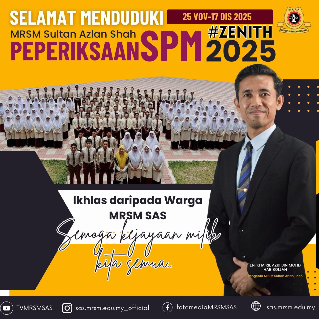 FOTO - “Ya Allah, bantulah anak-anak pelajar calon SPM 2025 MRSM SAS ...