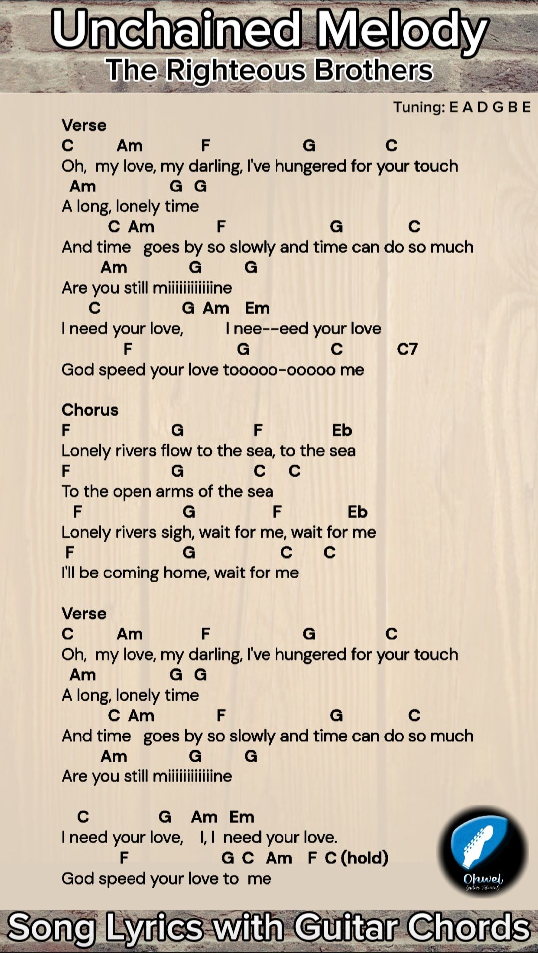 Ohwel - Unchained Melody - The Righteous Brothers | Song Lyrics with Guitar Chords 🎸 # ...