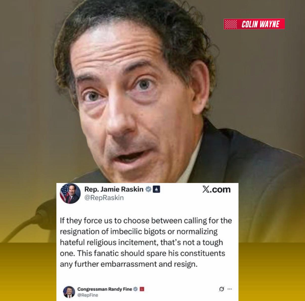 Colin - 🚨 Democrat Congressman Jamie Raskin says he will push for Rep ...