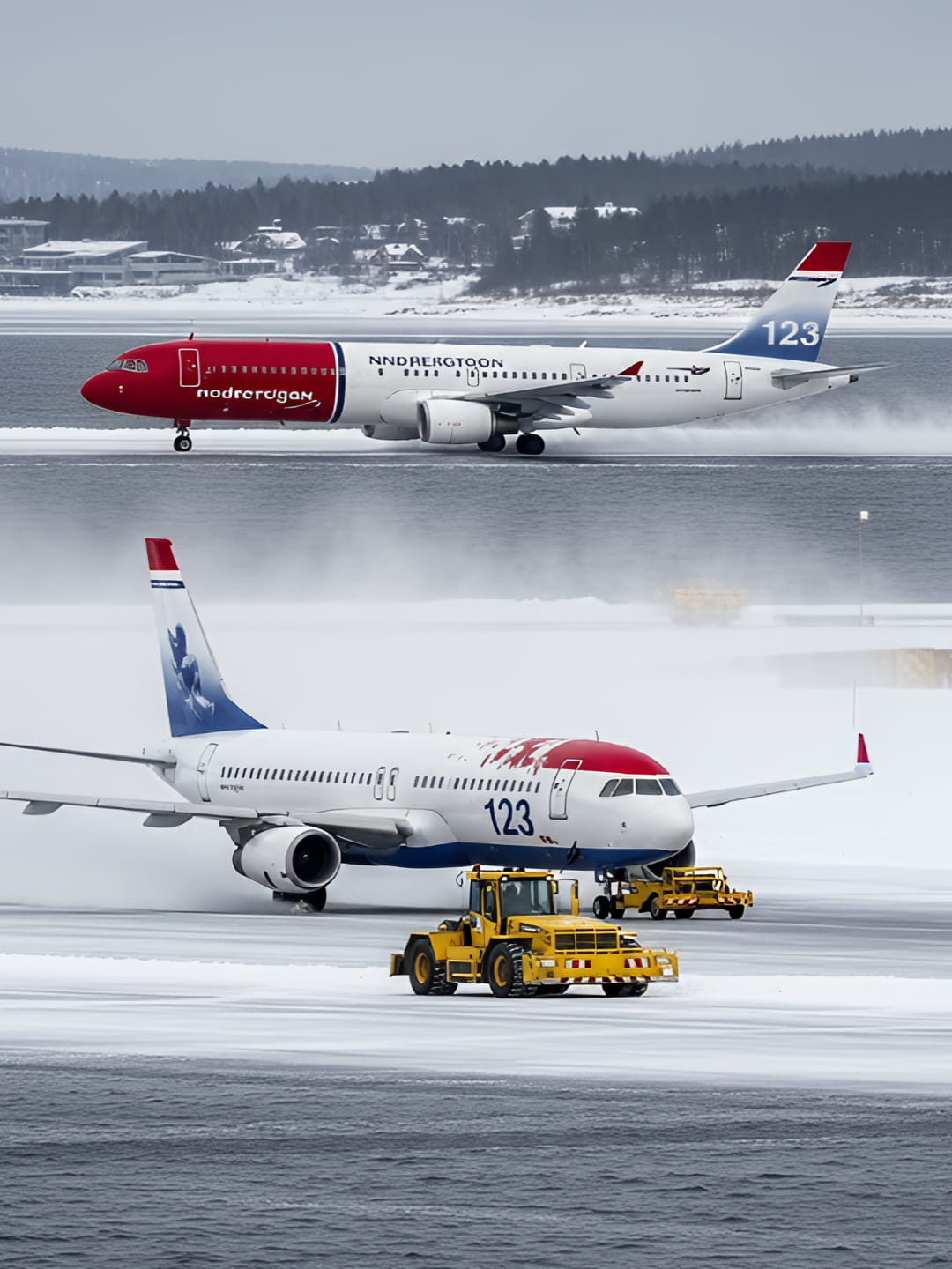 Northwest Orient Airlines Boeing 727 deicing at Boston