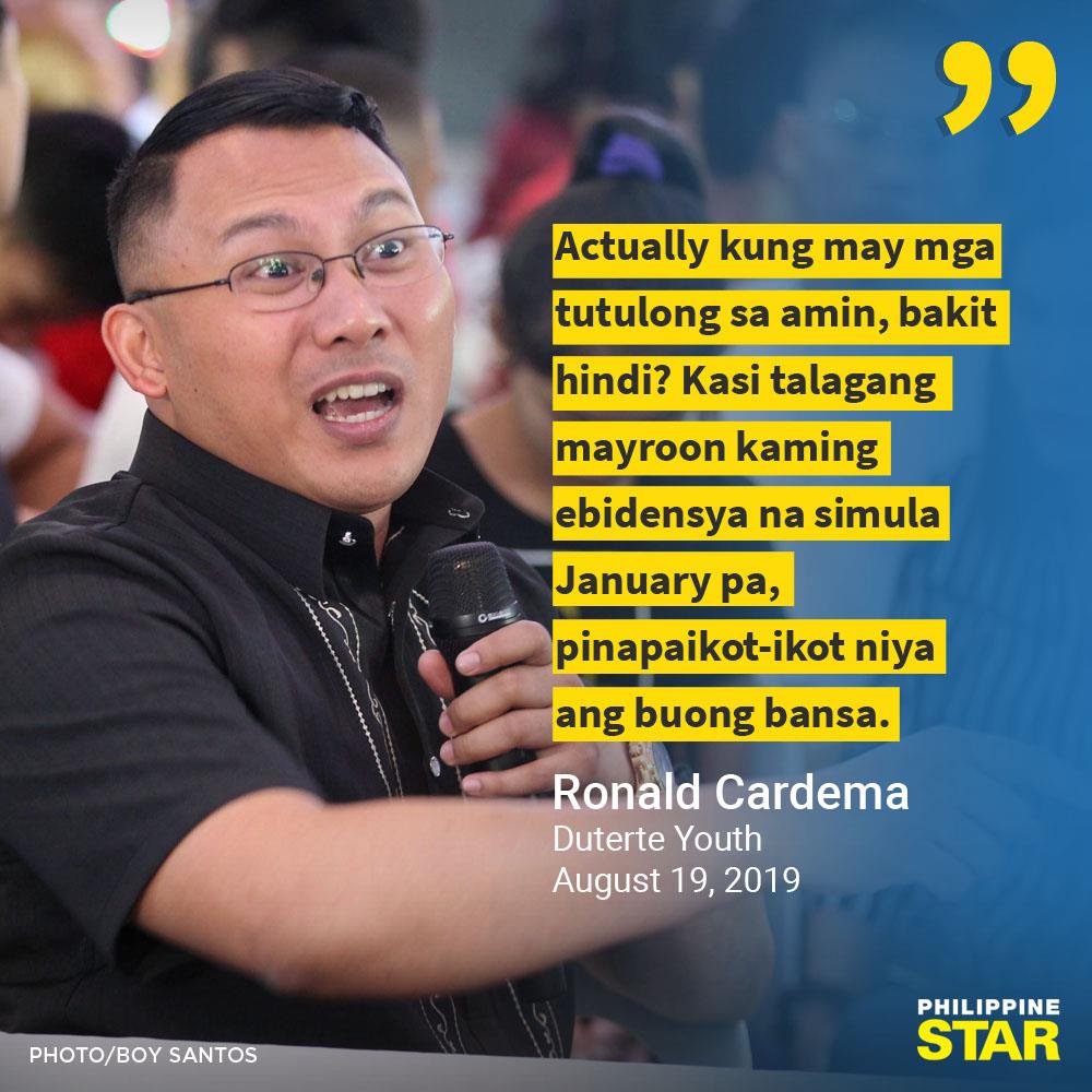 Philippine Star - Ronald Cardema of the Duterte Youth said...