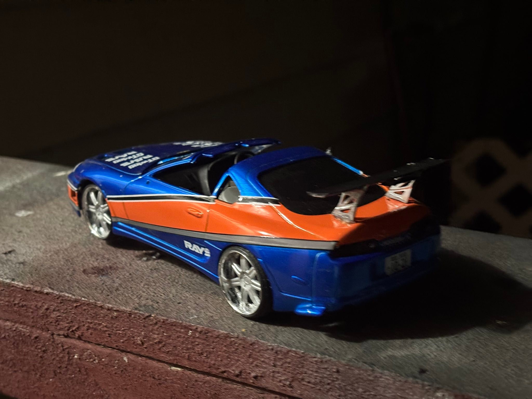 Tokyo drift Mustang and custom Mona Lisa Supra model cars