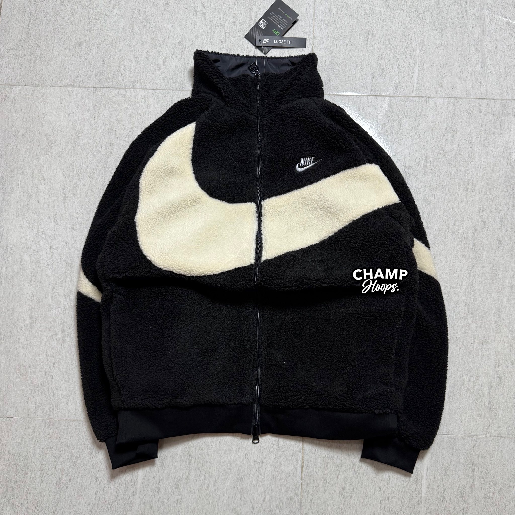 Nike Big Swoosh Fleece Reversible Jacket 🥡🖤