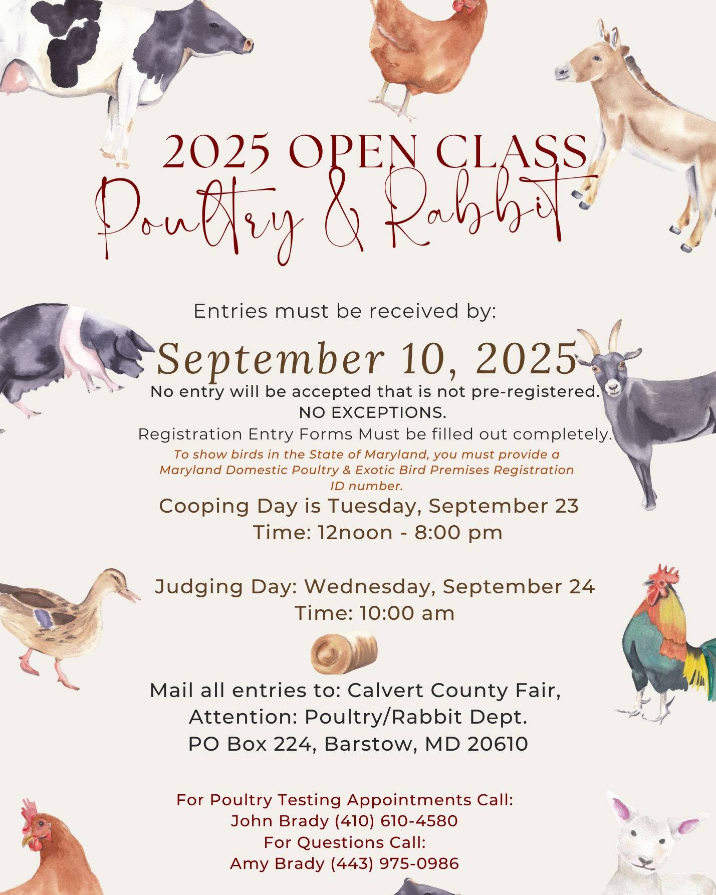 Calvert - 2025 Open Class Poultry & Rabbit: Entries must be received by ...