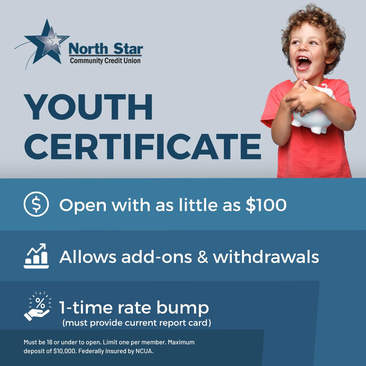 North - Our unique Certificate of Deposit for youth let you start small ...