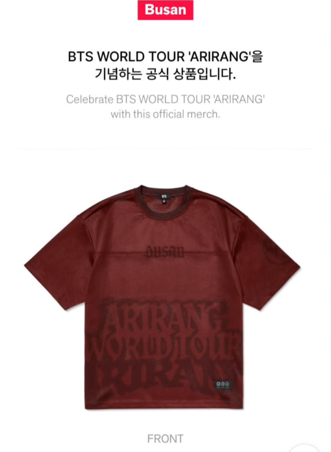 💜 BTS TOUR JERSEY – BUSAN VER. 💜 📢 Now OPEN for LAYAWAY! Secure