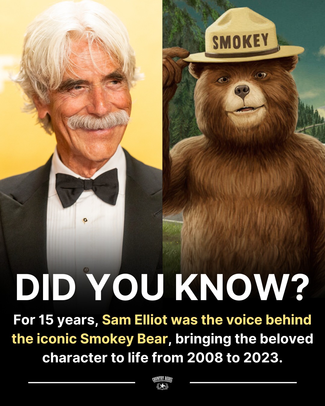 does sam elliott smoke cigarettes in real life Many fans didn't realize Sam Elliot was the voice behind Smokey Bear for  over a decade. 🐻