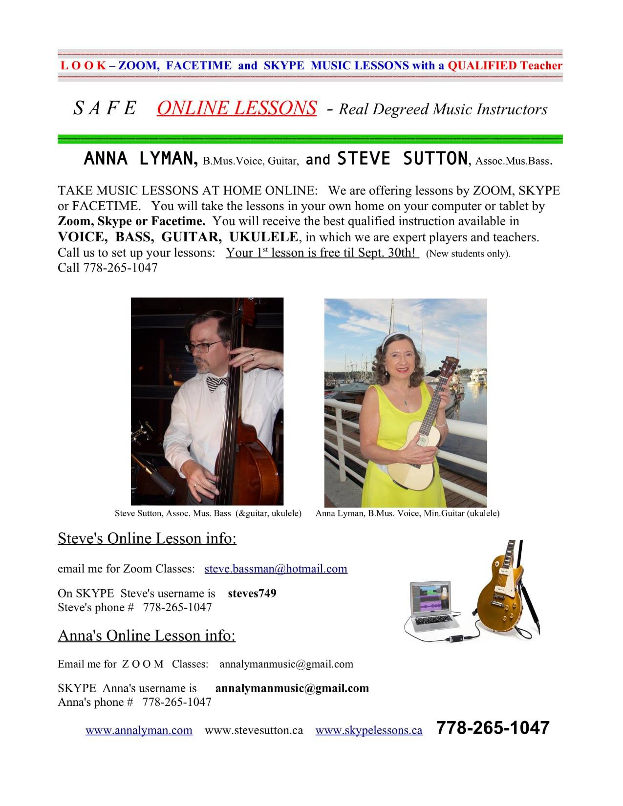 Music Lessons with Steve Sutton, Assoc.Mus - Jazz