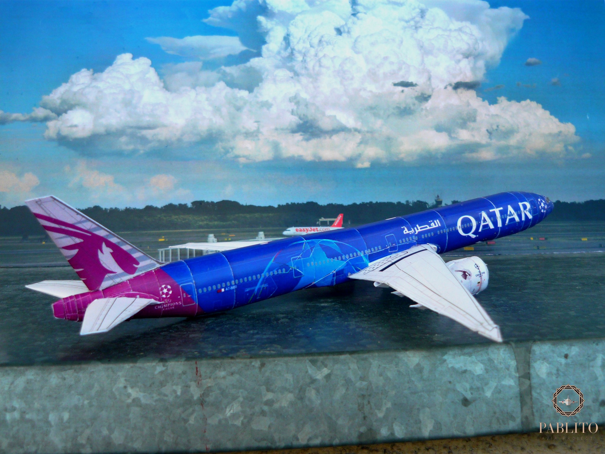 Qatar Airways Boeing 777-300ER UEFA Champions League livery model