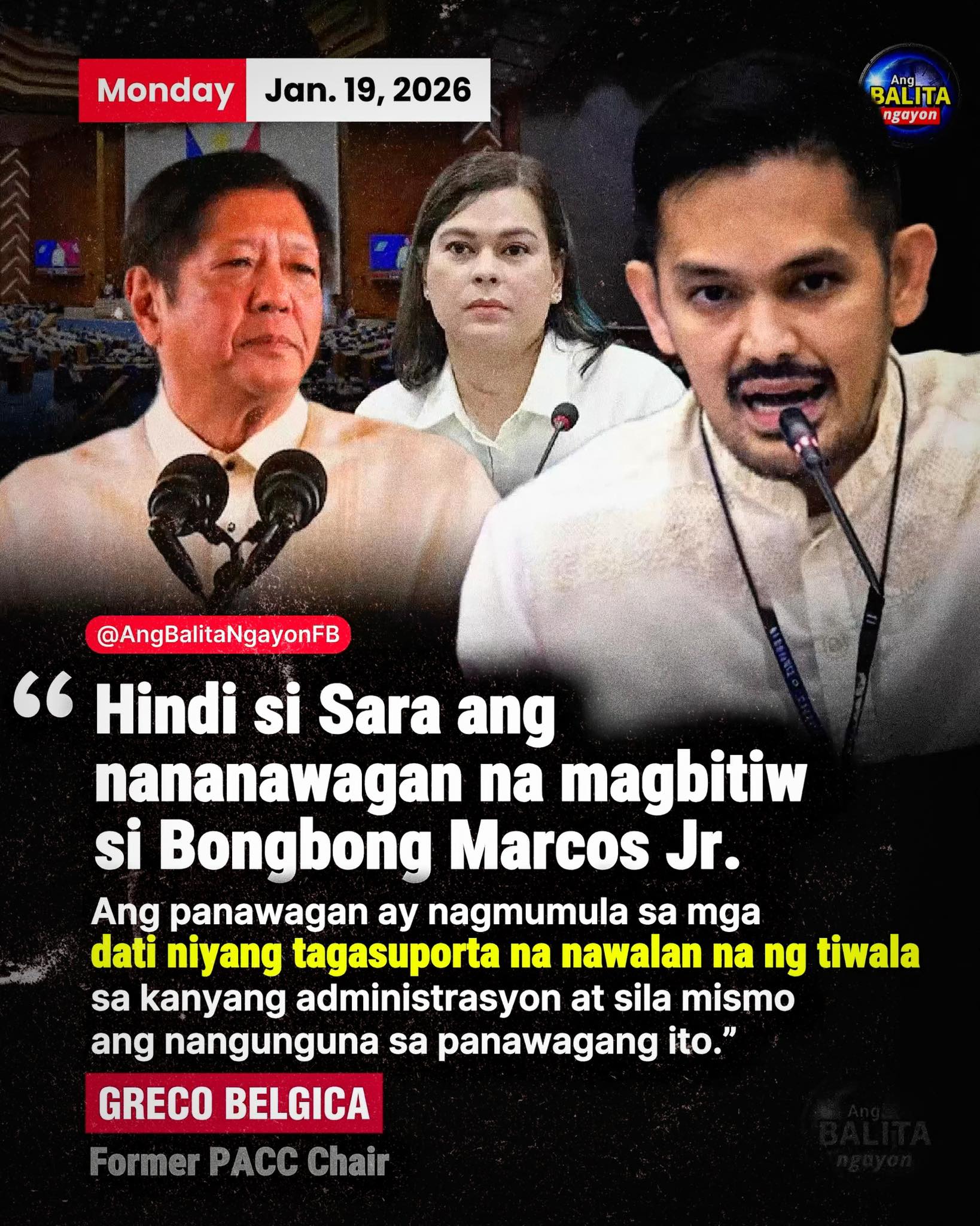 Ang - “PANAWAGANG MAG-RESIGN SI BBM, HINDI GALING KAY VP SARA” Sa gitna ...