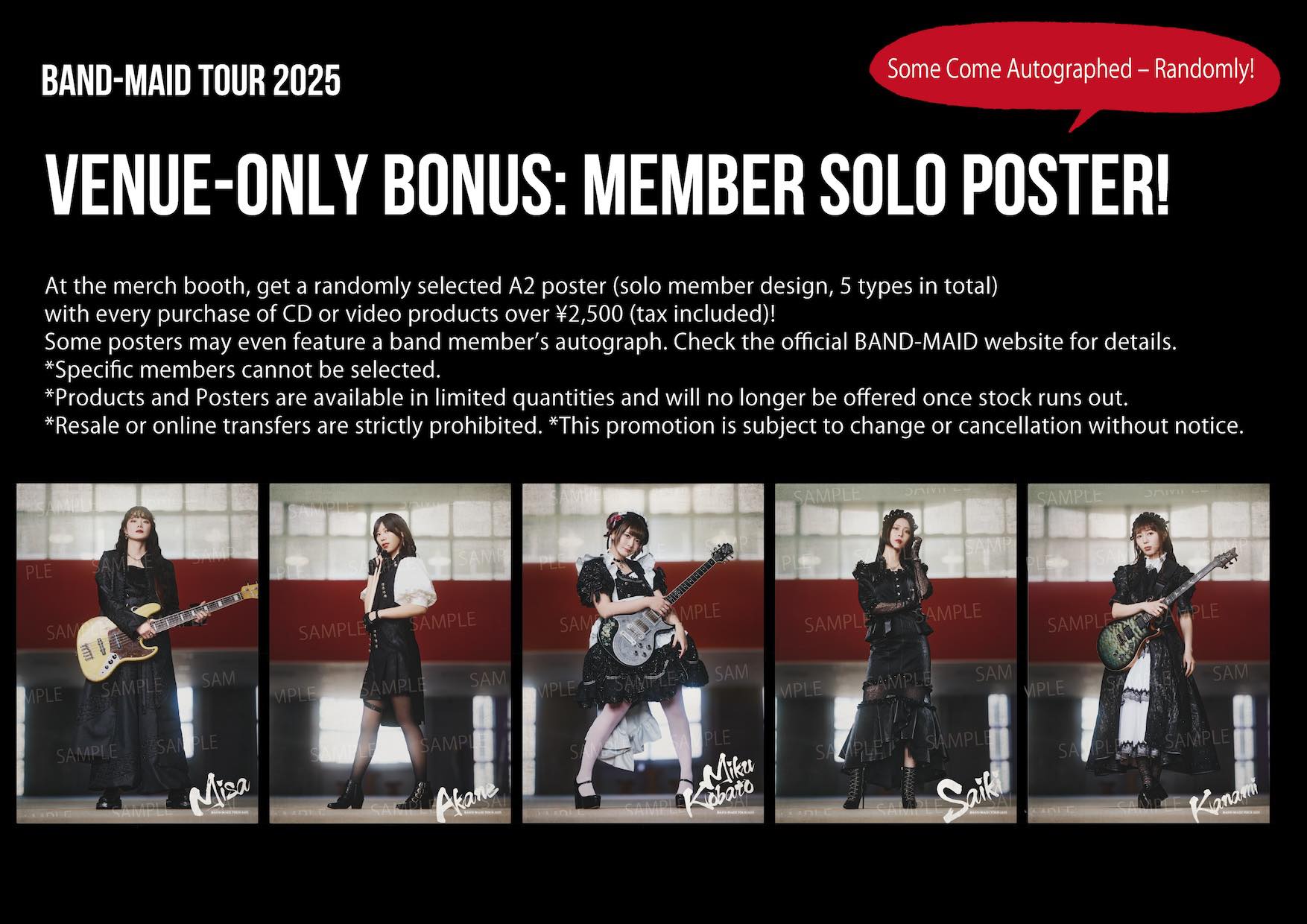 Solo posters, venue only! BAND-MAID TOUR 2025 At Some Come