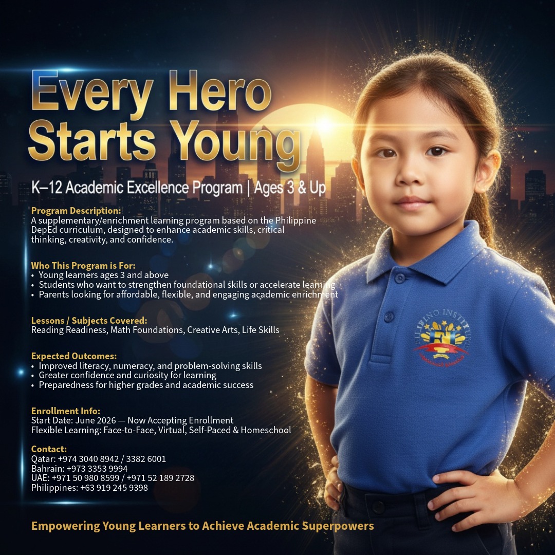 Every Hero Starts Young!... - Filipino Institute - Qatar | Facebook