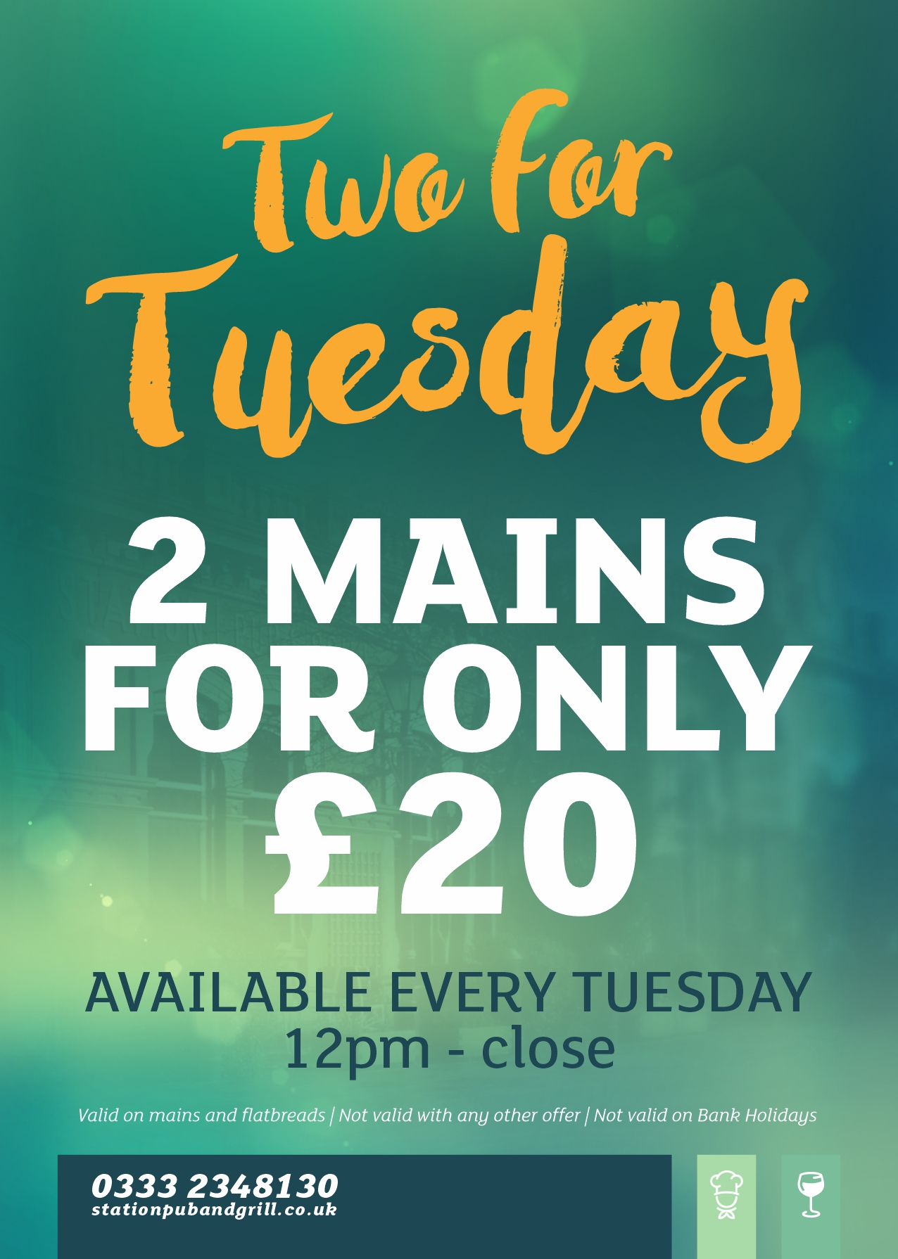 Station - 🍽️TWO FOR TUESDAY🍽️⠀ ⠀ Enjoy 2 main meals for just £20 ...